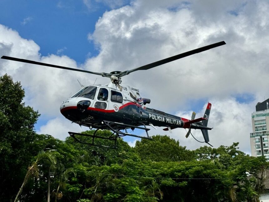PM prende suspeito com veículo furtado em Cesário Lange com apoio de helicóptero